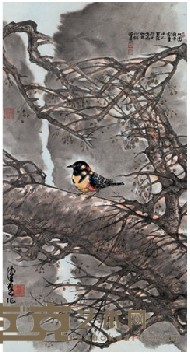 陈佩秋 1980年作 野果秋禽 立轴 90X48cm